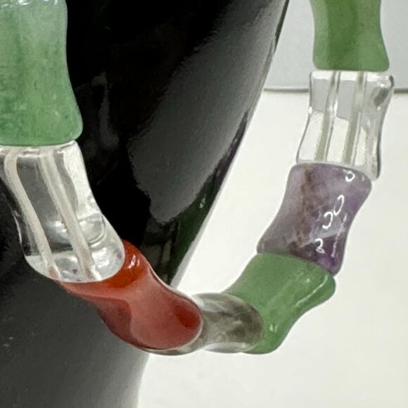 Multicolored Various Polished Semi Precious Gemstones Stretchy Bracelet Chakra - Picture 6 of 6